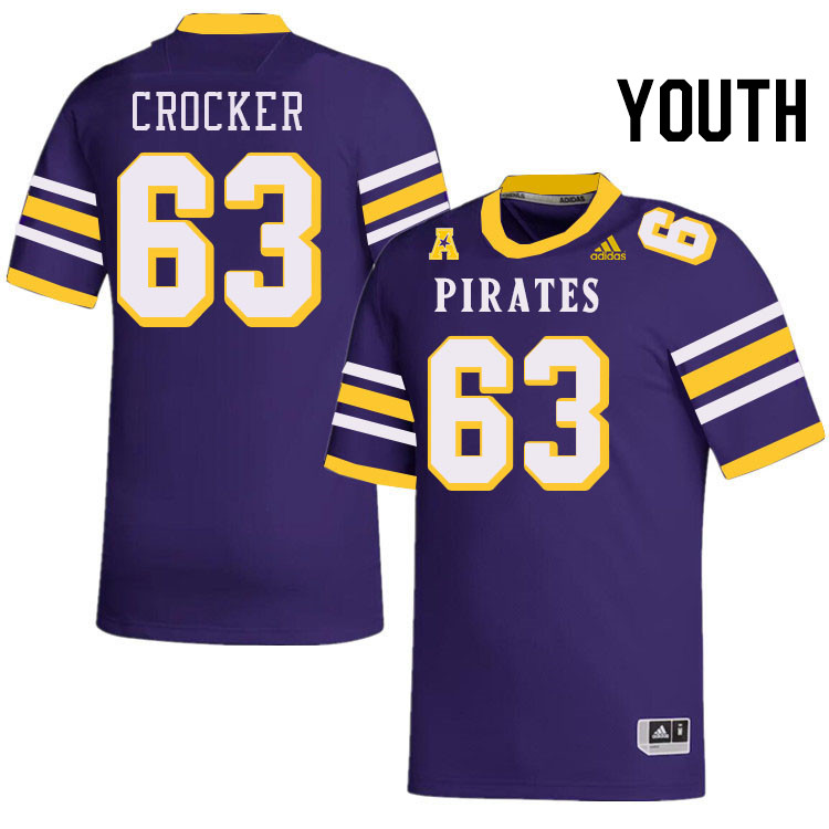 Youth #63 Jake Crocker ECU Pirates College Football Jerseys Stitched-Throwback